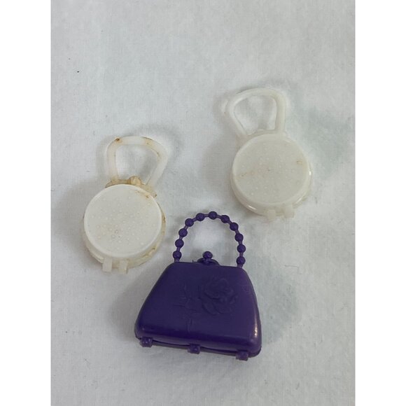 Vintage 60s Barbie Mini Purple Doll Purse & White Accessories Made In Hong Kong - Picture 2 of 6